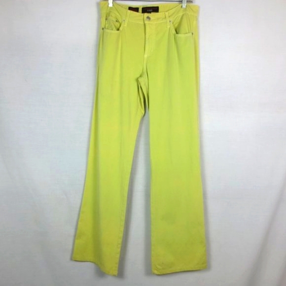 Fabrizio Gianni Jeans Chartreuse Cotton Twill Lightweight Wide Leg Size 10 - Picture 1 of 10